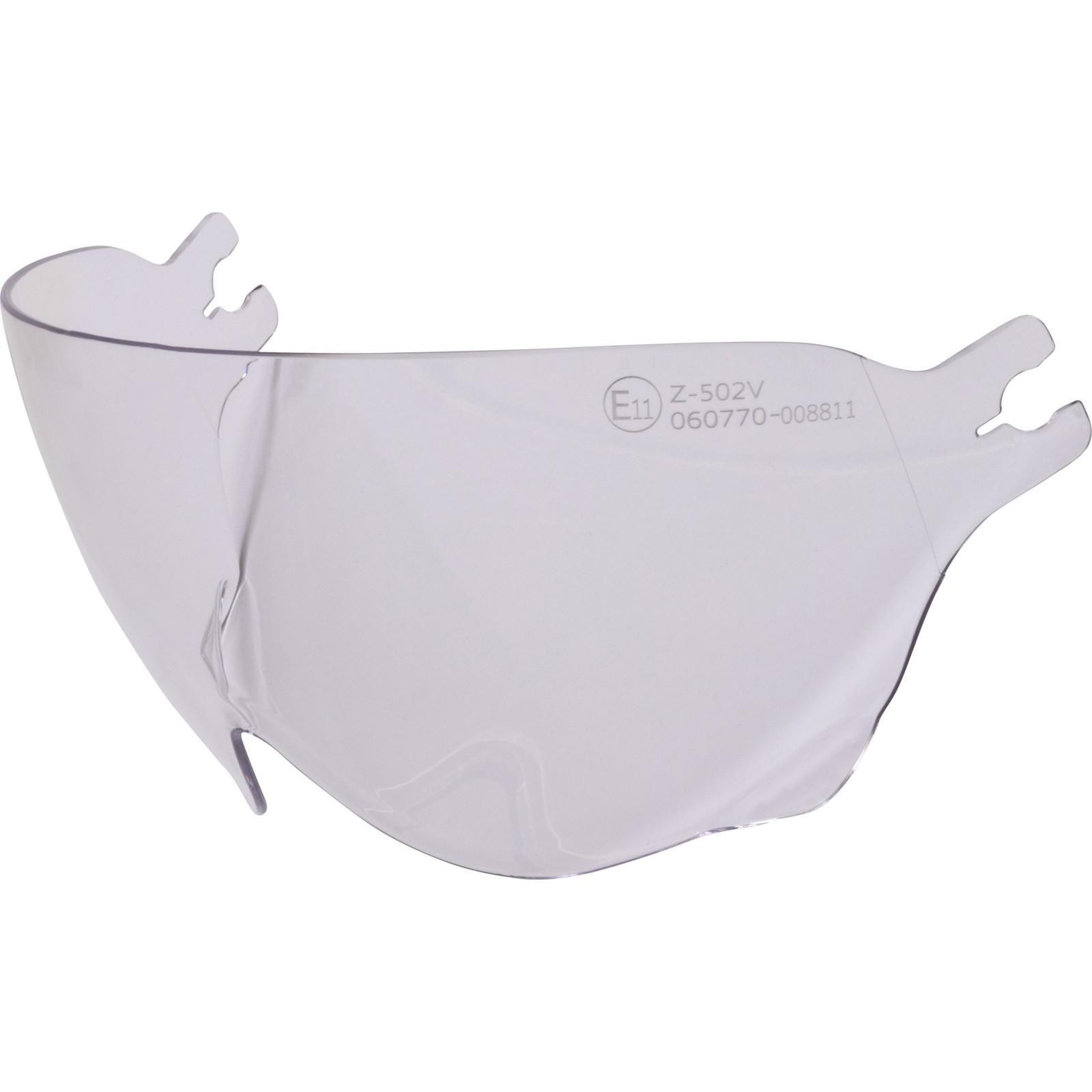 Clear retro internal visor with a smooth, curved design, featuring notches for easy attachment, made from durable plastic material.
