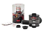 BMC Universal Oval Trumpet Airbox Kit in black, featuring a 265mm length, included rubber connectors, and packaged in a silver cylindrical container with BMC branding.