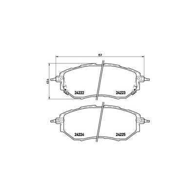 BREMBO P 78 017 brake pad set in black, featuring an acoustic wear warning, anti-squeak plate, and precise dimensions labeled for installation.