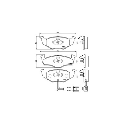 BREMBO P 85 071 brake pad set in black, featuring a wear warning contact and anti-squeak plate, with detailed dimensions and design specifications illustrated.