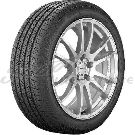 Bridgestone Turanza EL450 summer tyre in size 225/50 R18, featuring a sleek black rubber tread with a detailed pattern, mounted on a shiny silver alloy wheel.