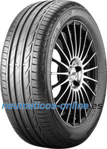Bridgestone T001ATECA 225/55 R17 97V summer tyre featuring a sleek black rubber design with a tread pattern optimized for performance and grip on wet and dry surfaces.