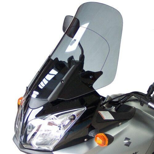 Grey smoke windshield for Suzuki DL 1000 (2004-2007), measuring 53 cm (21"), featuring a sleek design and durable material, enhancing rider protection and visibility.