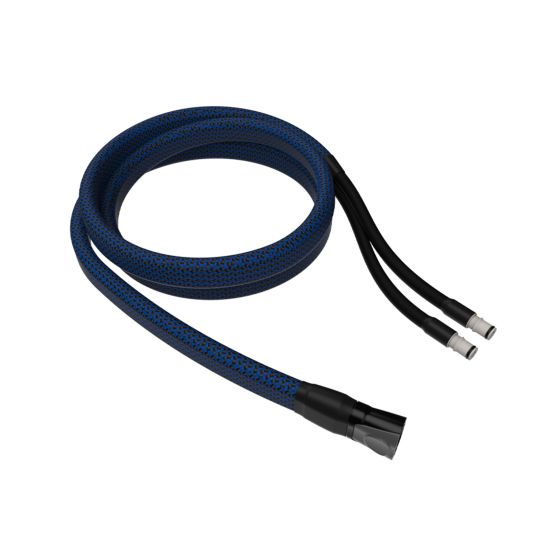 ChillOut Motorsports insulated coolant hose, 10ft long, features a blue braided exterior with black ends and dual connectors for efficient coolant flow.