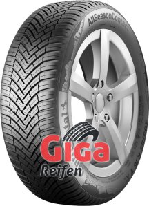 Continental AllSeasonContact tire in size 175/65 R17 87H EVc, featuring a tread pattern designed for all-season performance, mounted on a silver alloy wheel with a Giga Reifen logo.