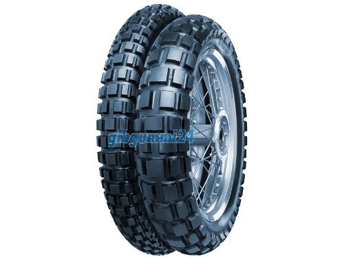 Continental TKC 80 Twinduro rear motorcycle tire, size 4.10-18, features a rugged tread pattern for off-road performance, with a durable rubber construction and M+S marking.