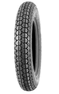 Black rubber e-scooter tyre with a tread pattern designed for grip, measuring 3.50 x 10 inches, featuring a sturdy construction suitable for various terrains.
