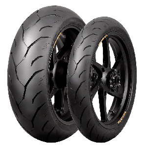 Black rubber motorcycle tyre with a smooth tread pattern, labeled "CST RideMigra 58W CM-S1," size 120/70 ZR17, featuring a sporty design suitable for high-performance bikes.