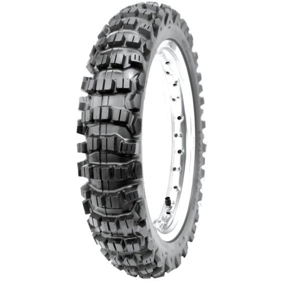 CST CM709 51M MX Tyre in size 90/100-16, featuring a rugged black rubber tread with deep grooves for enhanced grip and traction on off-road surfaces.