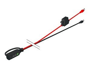 Red and black CTEK 56-382 jumper cables, 0.55m long, featuring a compact connector with a green indicator light and durable rubber insulation.