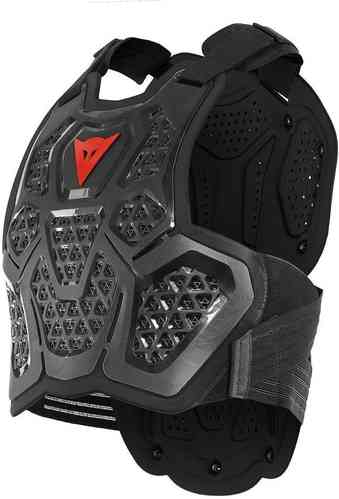 Black Dainese MX 3 Roost Guard Body Armour in size XS/M features a lightweight design with hexagonal ventilation panels and adjustable straps for a secure fit.