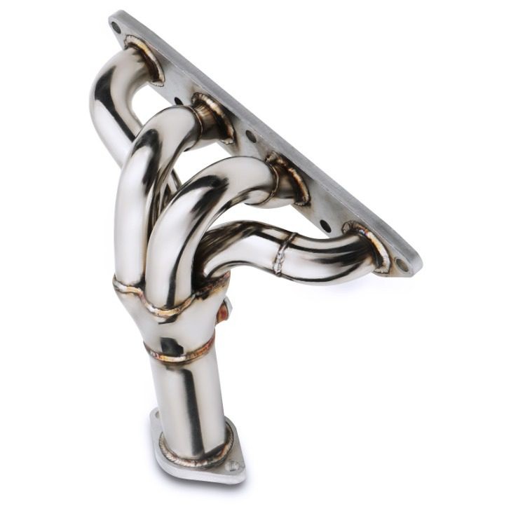 Shiny stainless steel decat exhaust manifold with multiple pipes merging into a flat flange, designed for Land Rover Freelander 1.8 16V models from 2000 to 2005.