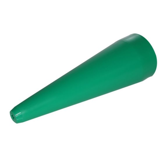 Green plastic cone tool designed for fitting CV boots, with a tapered shape and a diameter of up to 95mm, featuring a smooth surface for easy handling.