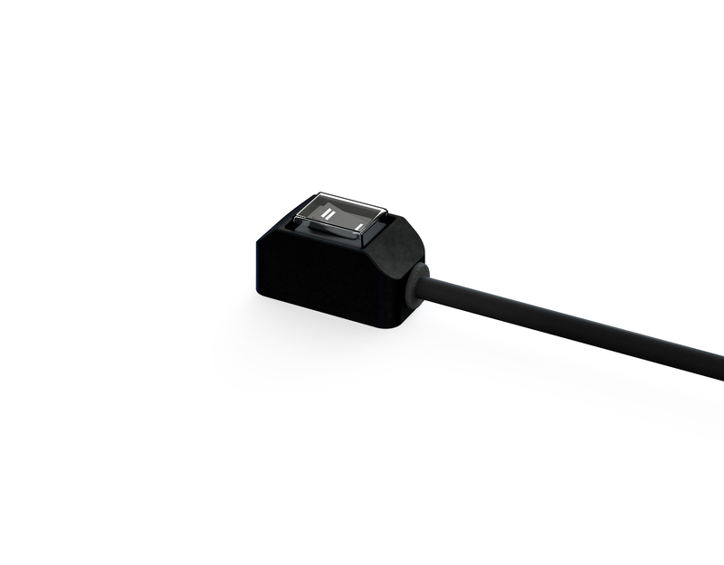 Black sealed switch with a clear top and a single toggle button, designed for high/low/off settings, featuring a durable cable for easy installation.