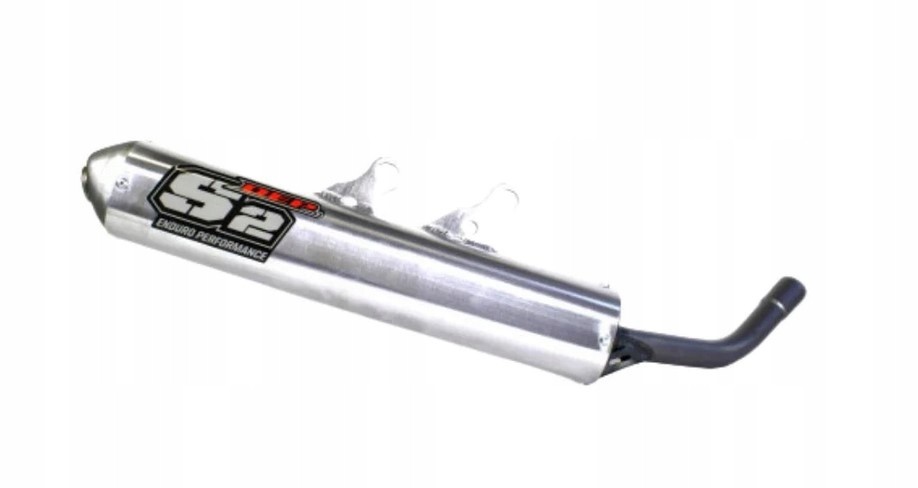 Silver DEP exhaust silencer for Beta RR 250/300 (2020-22), featuring a sleek metallic finish, curved end, and mounting brackets for easy installation.