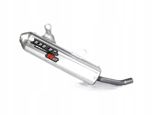 Silver oval exhaust silencer with a black DEP logo, designed for Yamaha YZ250 models from 2002 to 2021, featuring a curved outlet pipe and mounting bracket.