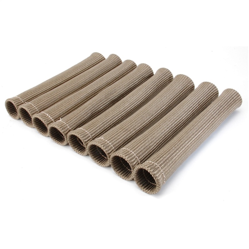 Eight 8-inch titanium protect sleeves in a light brown color, featuring a ribbed texture designed for heat protection and insulation.