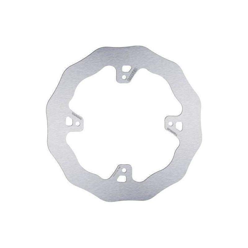 Galfer Wave rear brake disc for Honda CRF450R, featuring a silver stainless steel construction with a wavy design and multiple mounting holes for easy installation.