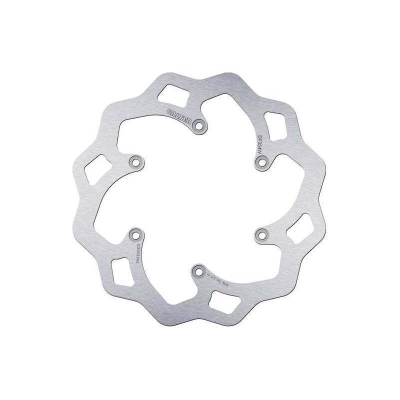 Galfer Wave rear brake disc for Suzuki RM250 (2006-2012), featuring a stainless steel construction with a wavy design and multiple cutouts for improved performance and weight reduction.
