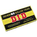 Black D.I.D 420D Drive Chain 420 in a yellow and black box, featuring the D.I.D logo prominently on the packaging, designed for durability and performance in motorcycles.