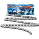 Silver D.I.D 530ZVM-X Series Super Street X-Ring Chain with a shiny finish, featuring multiple links, packaged in a blue box with motorcycle graphics.