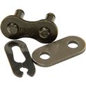 Black metal chain lock set featuring a connecting link, a side plate, and a master link, designed for durability and compatibility with DID chains.