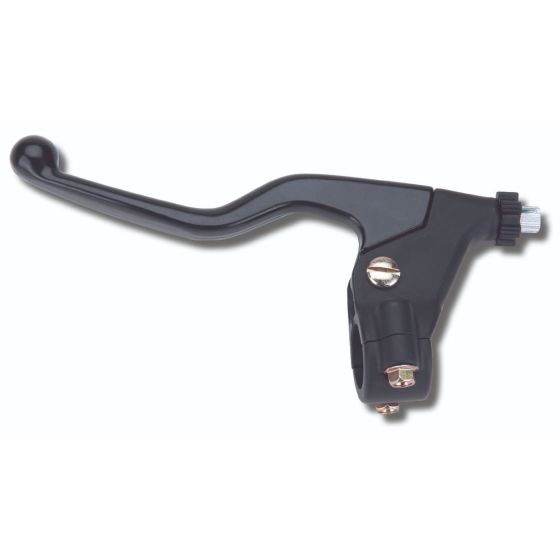 Black Domino Minicross lever assembly featuring a sleek design, durable material, and an adjustable screw for precise fitment.