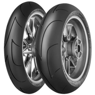Dunlop D213 GP Pro rear motorcycle tire, 200/60 ZR17 size, featuring a slick black rubber surface with a distinctive tread pattern and a sleek silver alloy wheel design.