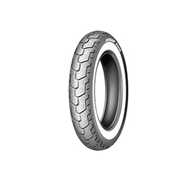 Dunlop D 401 S/T H/D rear motorcycle tire, size 150/80B16, featuring a black rubber body with a distinctive white wall and a tread pattern designed for enhanced grip.