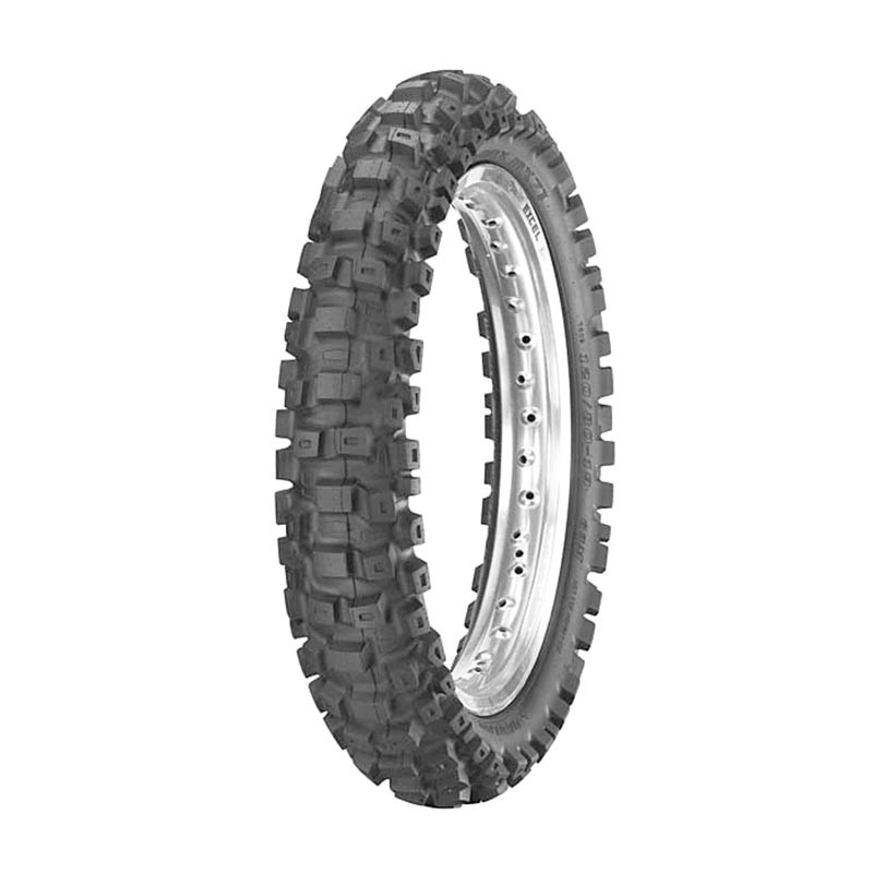 Dunlop Geomax MX 71 rear motorcycle tire, size 110/90-19, featuring a rugged tread pattern designed for off-road performance, with a black rubber exterior and metal rim.