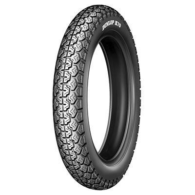 Dunlop K 70 tire in size 3.25-19, featuring a black rubber material with a distinctive tread pattern for enhanced grip, suitable for rear or front wheels.