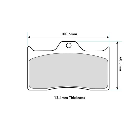 Yellow EBC Brakes Yellowstuff brake pads designed for Wilwood Forged Dynalite 4 piston calipers, featuring a smooth surface and precise dimensions of 100.6mm x 60.5mm x 12.4mm.
