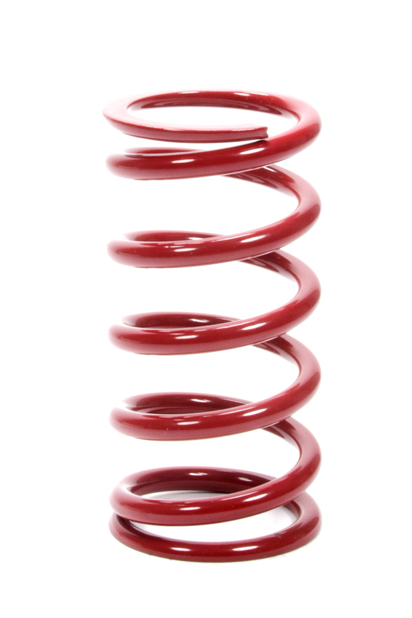Red coil over spring with a 2.25-inch inner diameter and 6-inch height, featuring a smooth, glossy finish and evenly spaced coils for enhanced performance.