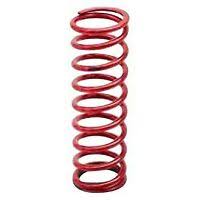 Red coil-over spring with a diameter of 2.25 inches and a length of 7.00 inches, designed for a load capacity of 650 lbs, featuring tightly wound coils.
