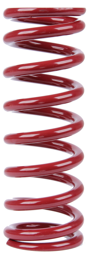 Red coil spring with a 2.5-inch internal diameter, 10-inch length, and a stiffness rating of 425 lbs/in, featuring a smooth, glossy finish.