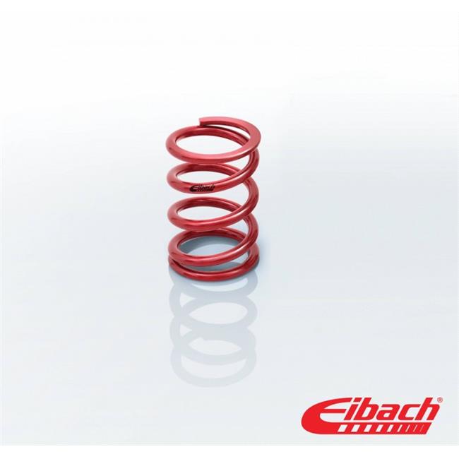 Red coil over spring measuring 2.5 x 6 inches, featuring a smooth metal finish with tightly wound coils, branded with the Eibach logo.