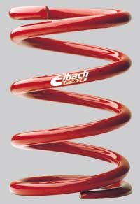Red coilover spring with a 2.5-inch inner diameter and an 8-inch height, featuring the Eibach logo prominently displayed on the side.
