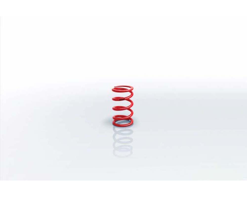 Red coil spring with a 60mm internal diameter, measuring 5.51 inches in length and rated at 285 lbs/in, featuring a sleek design suitable for competition use.