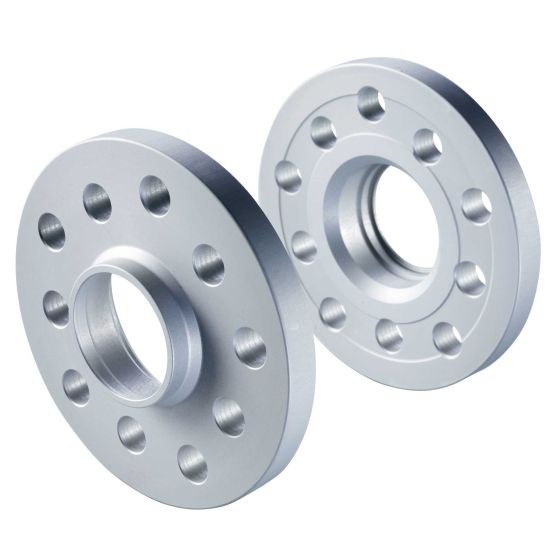 Silver aluminum track widening spacers with a 22mm thickness, featuring multiple holes for secure fitting, designed to increase track width by 44mm per axle.
