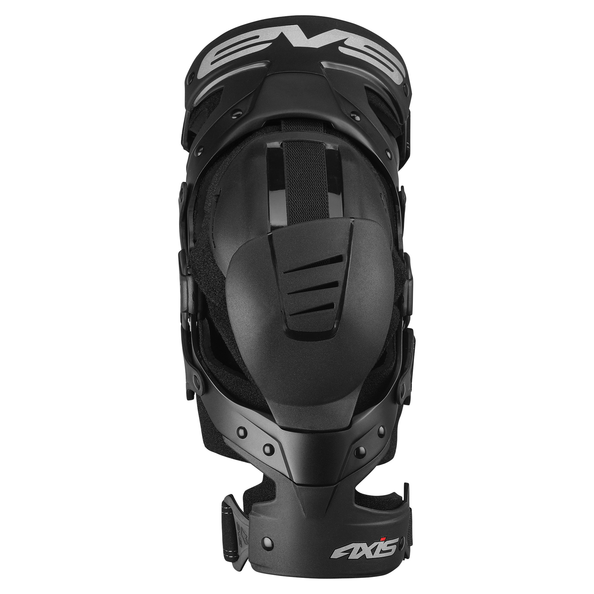 Black EVS Axis Sport Knee Guard in size small, featuring a durable design with adjustable straps, padded interior, and reinforced protection for enhanced mobility and safety.