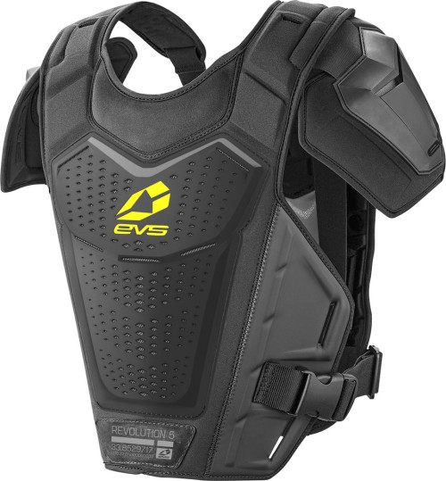 Black and high-visibility yellow unisex adult roost deflector with padded shoulders, a durable shell, and adjustable straps for a secure fit.