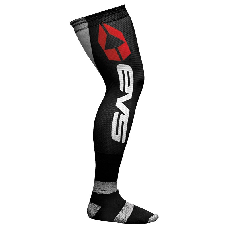 Black and hi-viz yellow unisex child socks featuring the EVS logo, made from a stretchy material, designed for youth with a snug fit and reinforced toe.