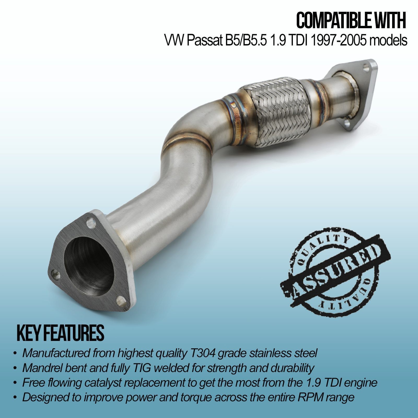 Exhaust Decat Pipe - VW Passat B5 B5.5 1.9 TDI 97-05 - image 2