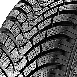 Falken EUROWINTER HS01 tire features a black rubber surface with a detailed tread pattern designed for winter performance, labeled with size 215/50 R17 95V XL.