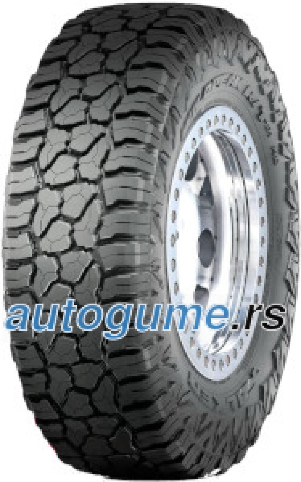 Falken Wildpeak R/T 01 tire in size 285/70R17, featuring a rugged tread pattern for off-road performance, mounted on a metallic wheel with a shiny finish.