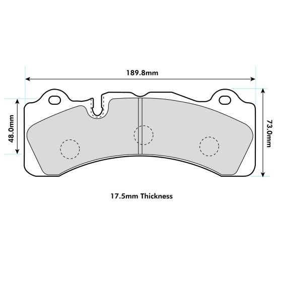 Ferodo DS1.11 brake pads designed for Brembo GT-6 calipers, featuring a curved shape, precise dimensions, and a solid material with a smooth surface finish.