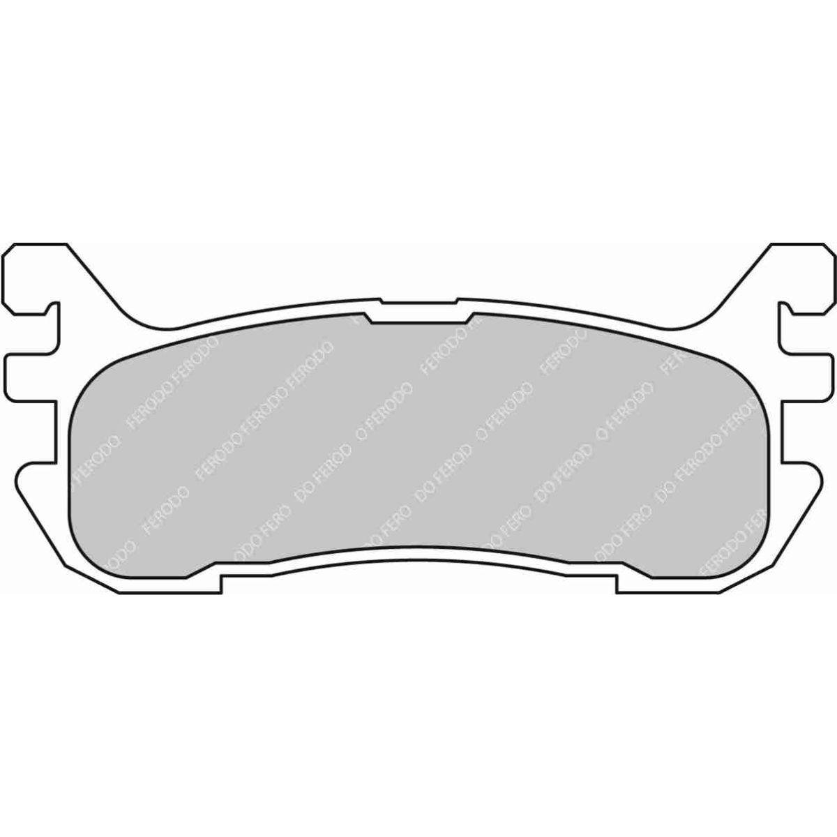 FERODO RACING FCP1012H Brake Pad Set DS2500 features a grey friction material with a distinctive shape and cutouts for easy installation, designed for high-performance braking.
