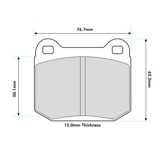 Ferodo DS2500 rear brake pads for AP Racing CP6120/CP6121 calipers, featuring a grey surface, precise dimensions, and a robust design for high-performance braking.