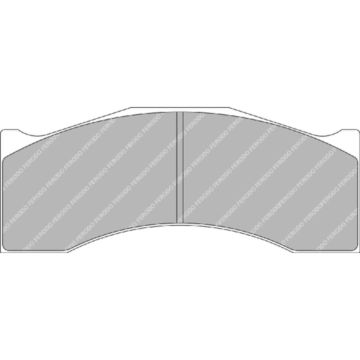 Gray brake pad set with a smooth surface, featuring a distinctive curved shape and labeled "FERODO RACING FRP3080R" for DS PERFORMANCE applications.