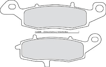 FERODO RACING FDB2049EF brake pad set featuring a grey friction material design with a unique shape and mounting holes for easy installation.